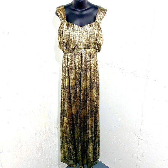 Connected Apparel Gold Shimmer Formal Maxi Dress Size 20W - Picture 1 of 13